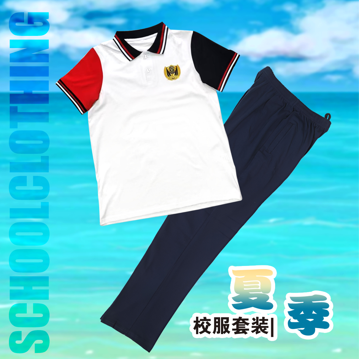 衡水桃城中学初一夏季舒适透气棉制校服套装