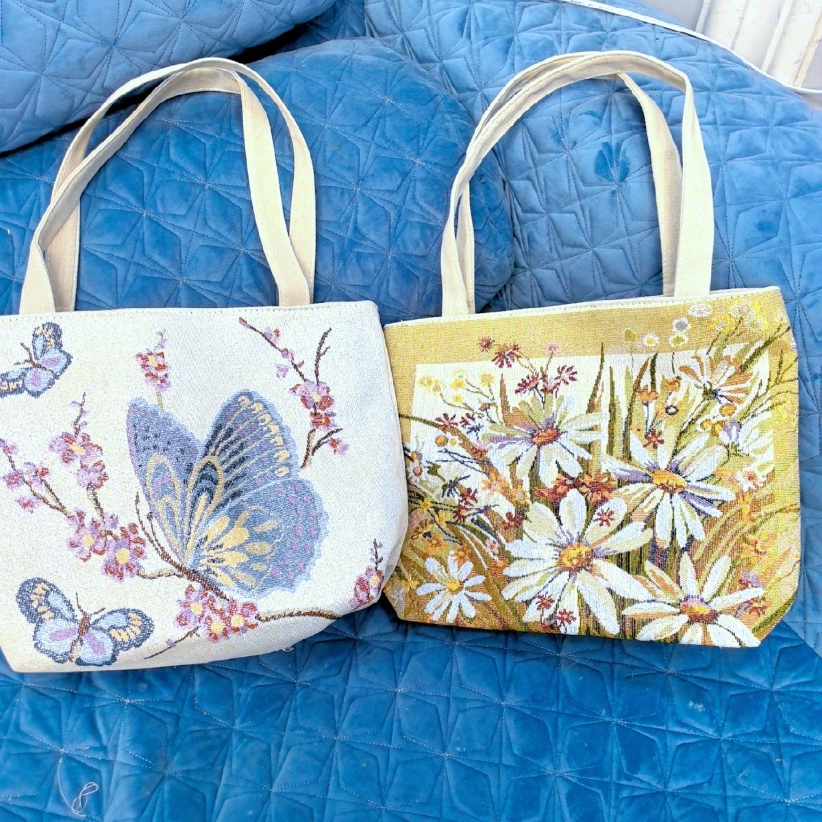 爆款手提包手拎外出绣花帆布包轻便通勤帆布包双面图案刺绣包钥匙