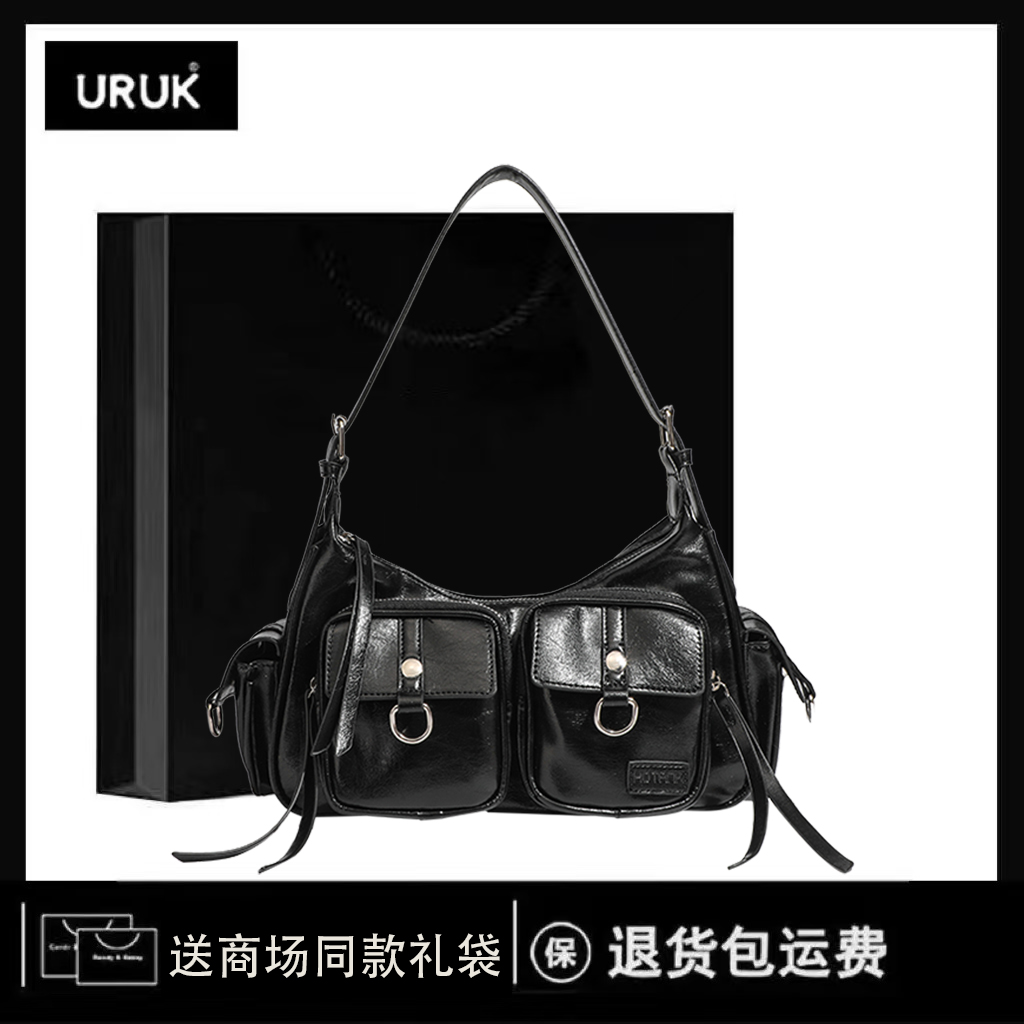 URUK韩版包包女新款时尚单肩斜挎休闲辣妹包腋下包机车风女包百搭