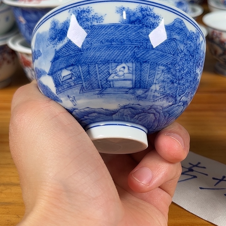 青花山水杯子杯子