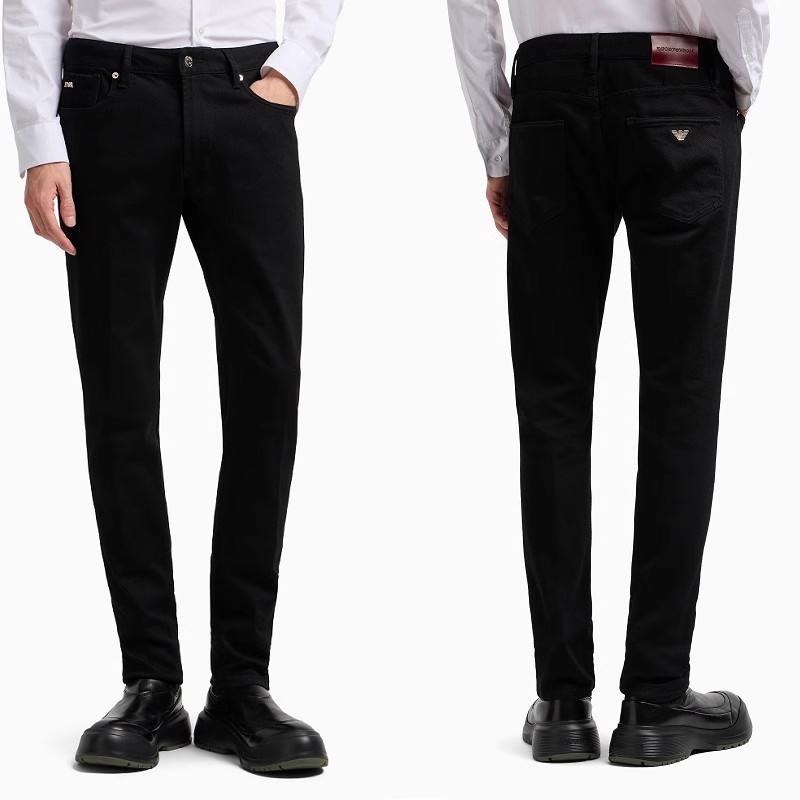 Emporio Armani 阿玛尼 男士黑色牛仔裤男裤金标新款