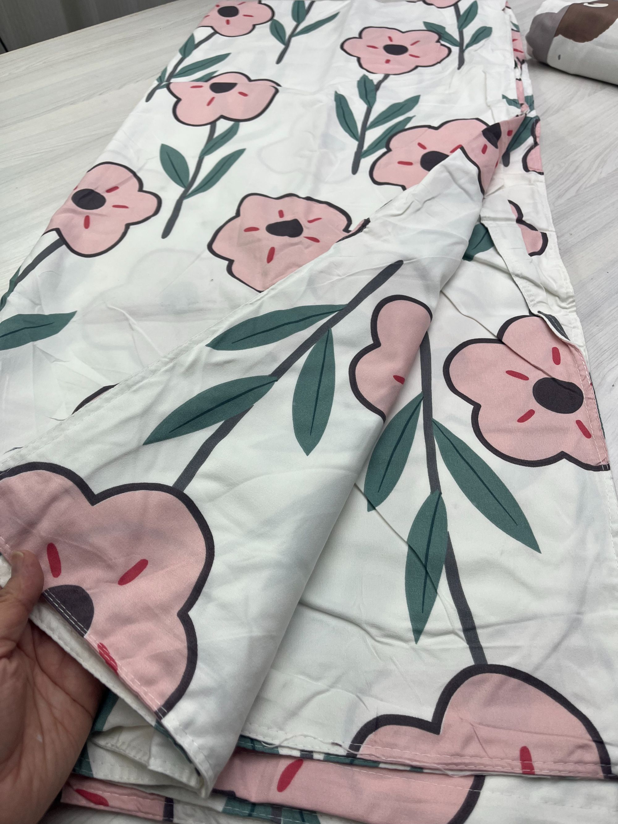 （白色粉花）孤品2米印花被套