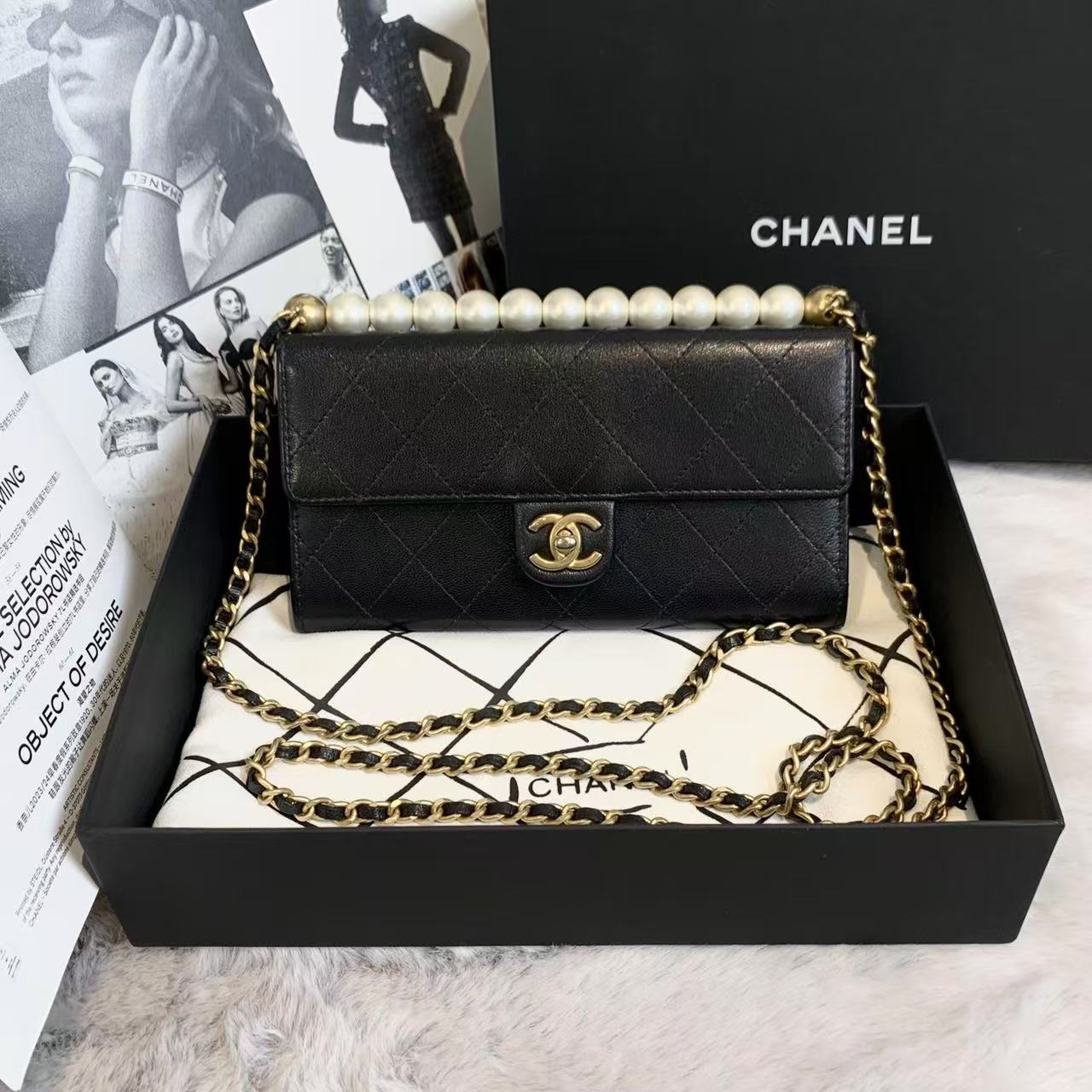 99新 Chanel/香奈儿 壹臻/黑金山珍珠woc 29开/ 13748484
