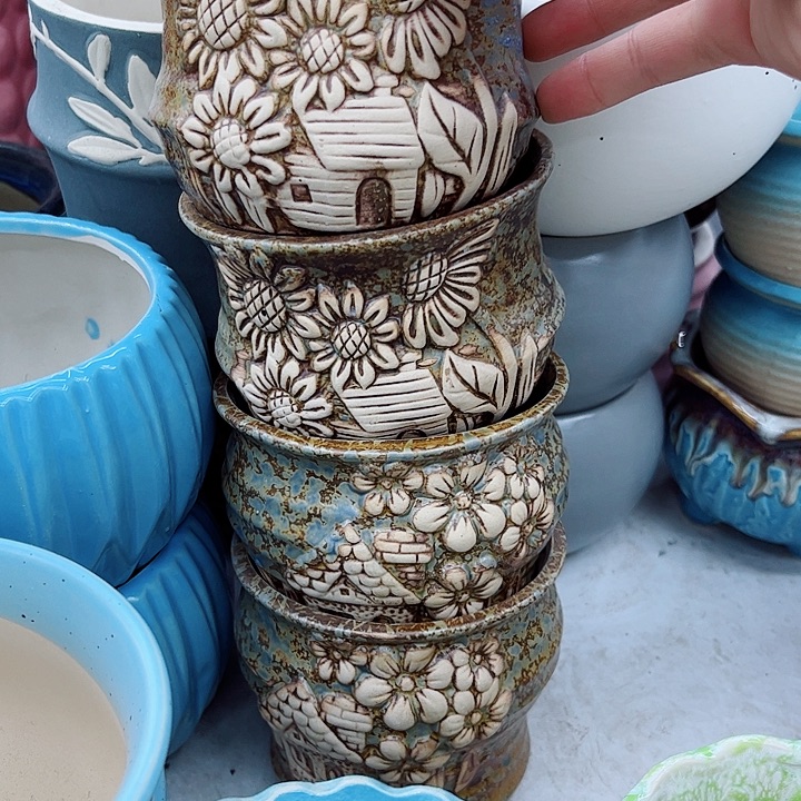 多肉绿植陶瓷花盆9.9包邮，有孔