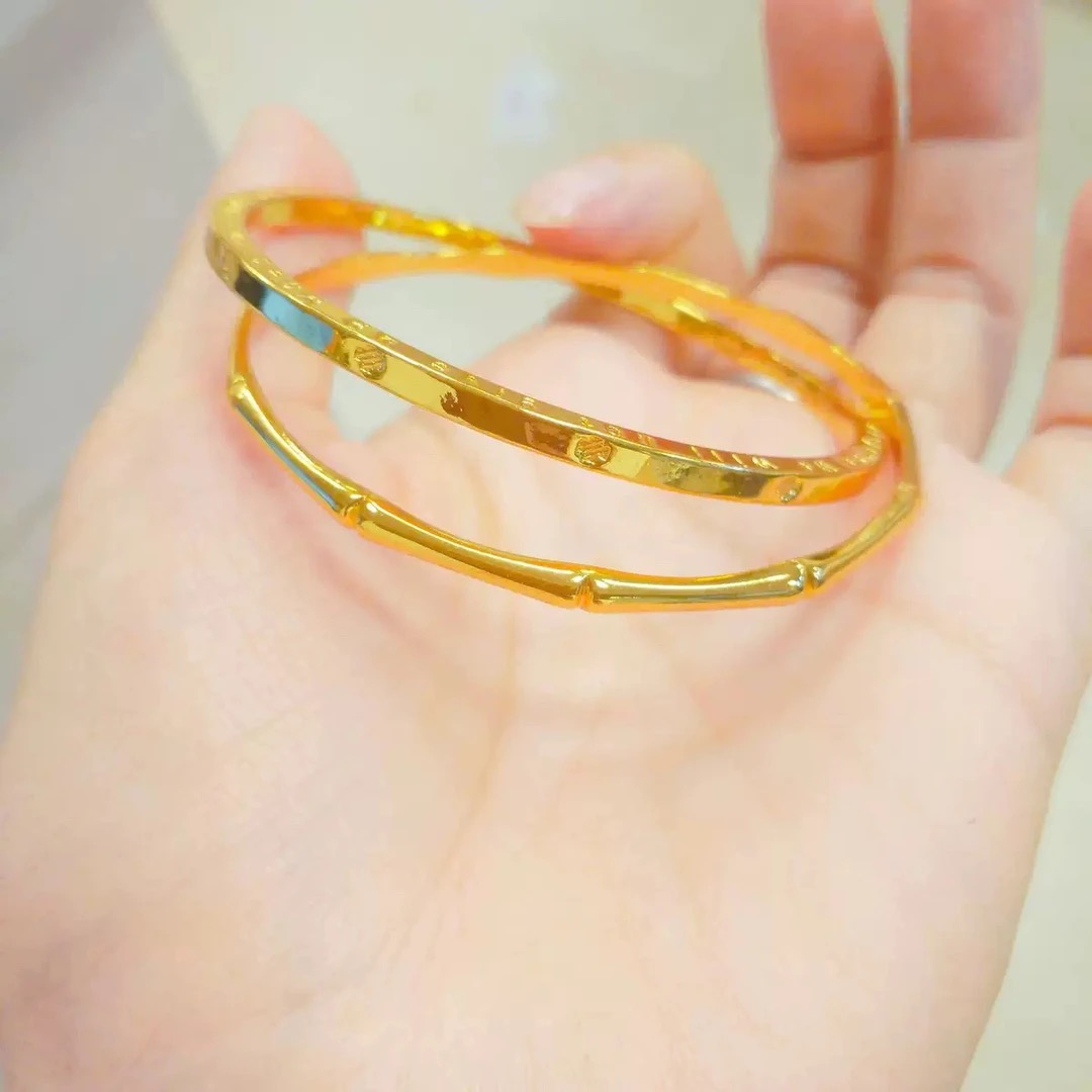 【抖音好货】孟加拉赤金豆豆提炼手工改款【竹节双环手镯】精工版