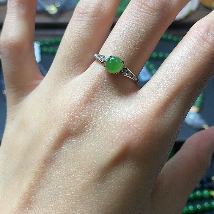 和田玉戒指银S925镶嵌