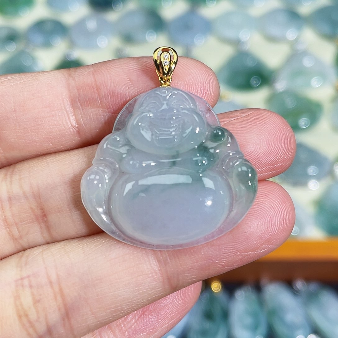 翡翠颈饰18K金镶嵌吊坠