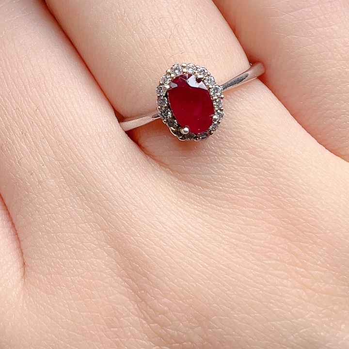 戒指红宝石银S925镶嵌