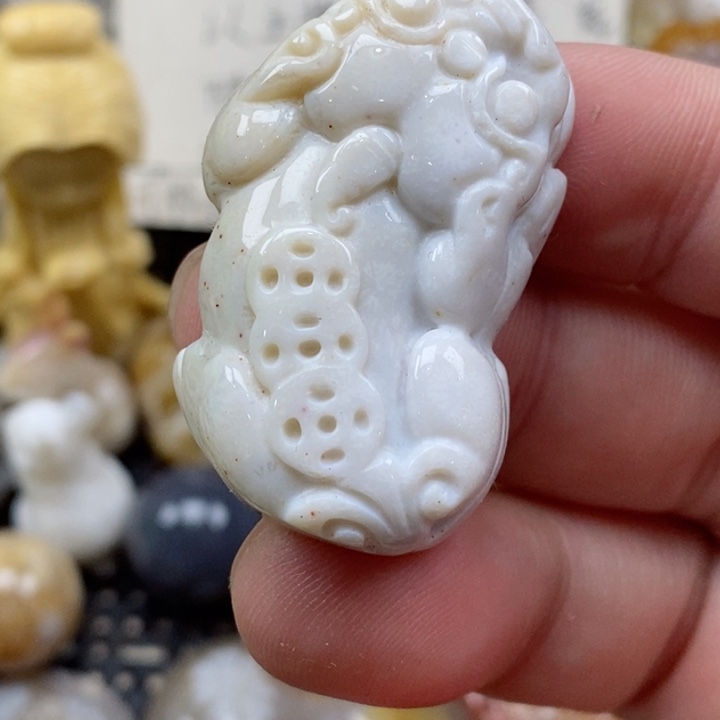 颈饰未镶嵌硅化珊瑚（珊瑚玉）