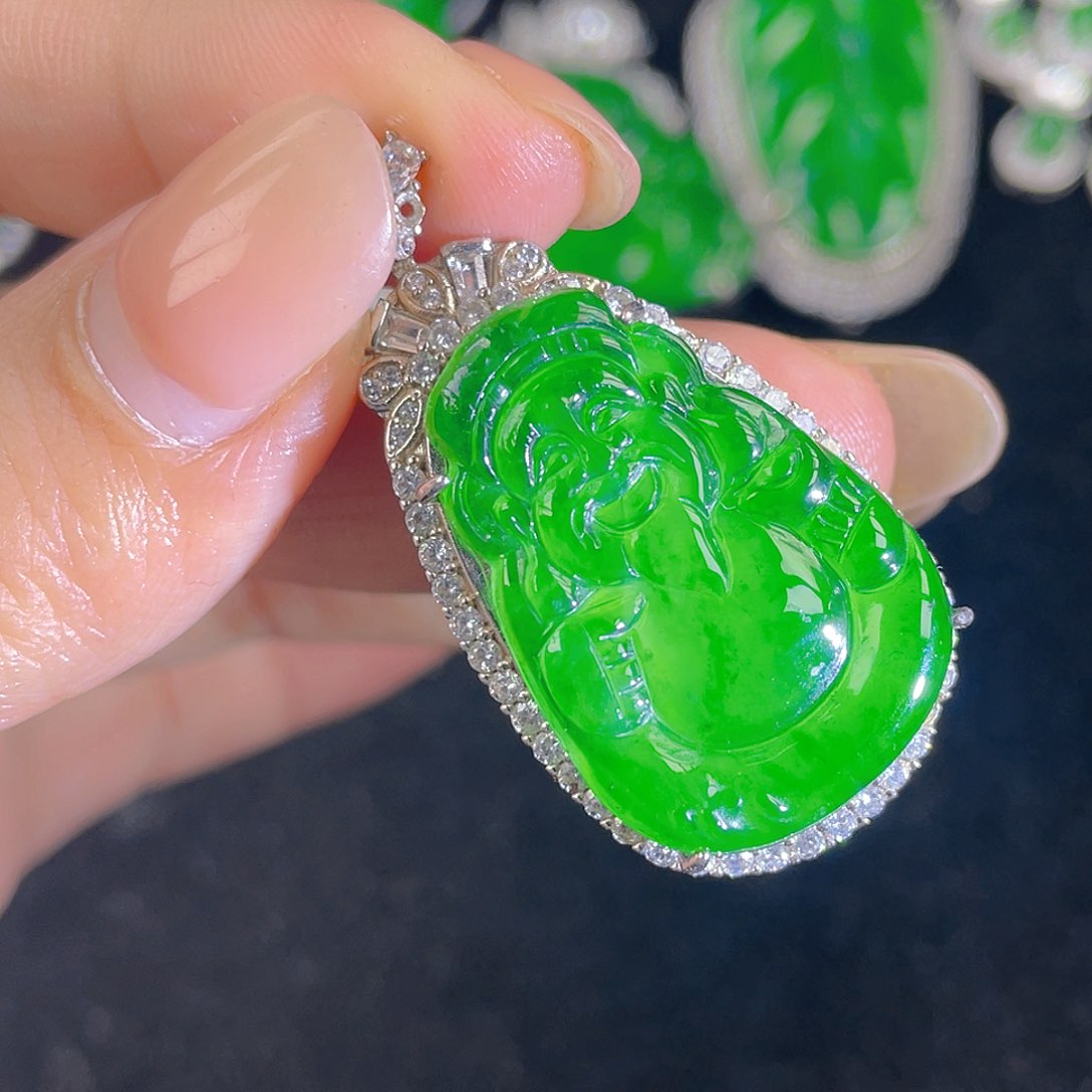 翡翠吊坠(不含链)银S925镶嵌