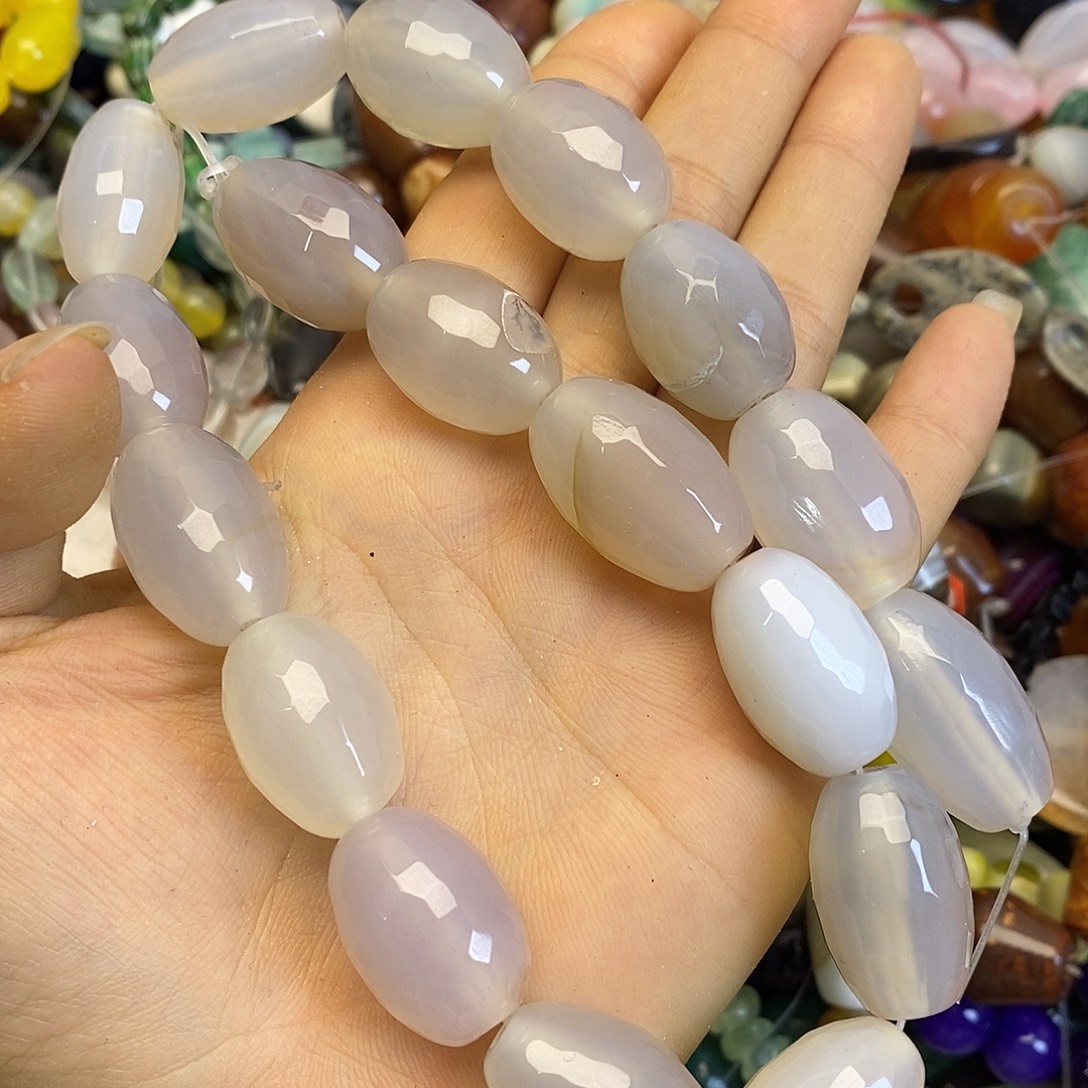 合金玛瑙/玉髓珠宝半成品玛瑙桶珠微瑕一条