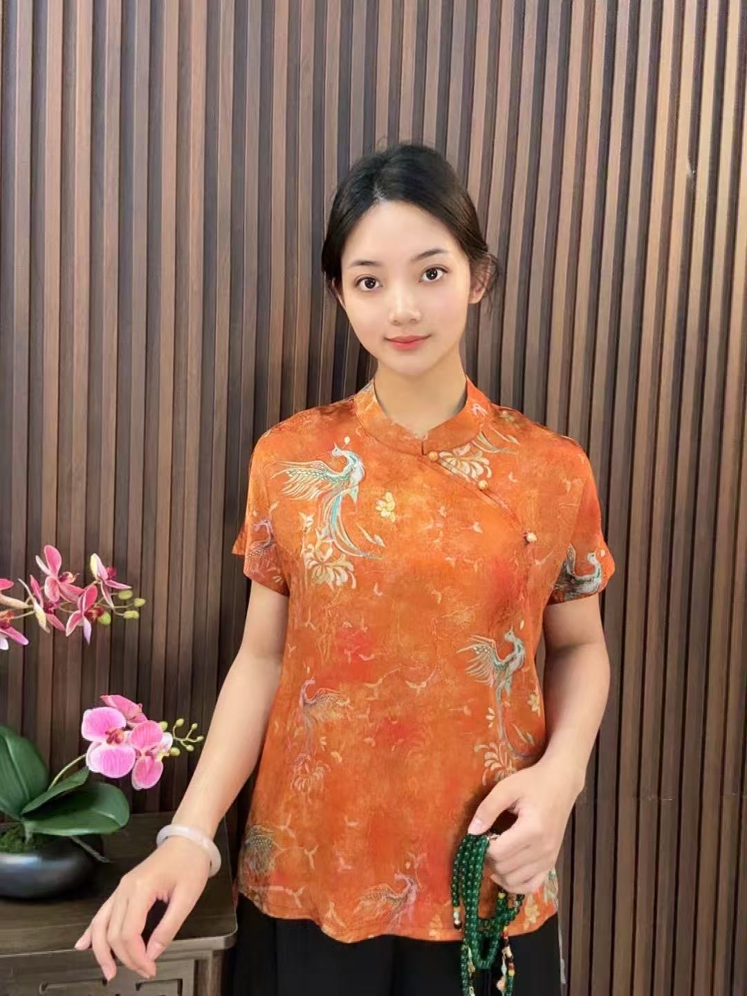 537新中式国风立领上衣 濮院桑蚕丝3号店