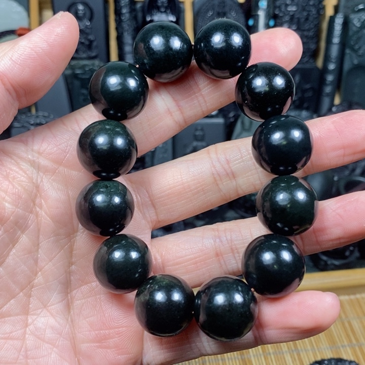 和田玉挂件未镶嵌卡18圆珠手串