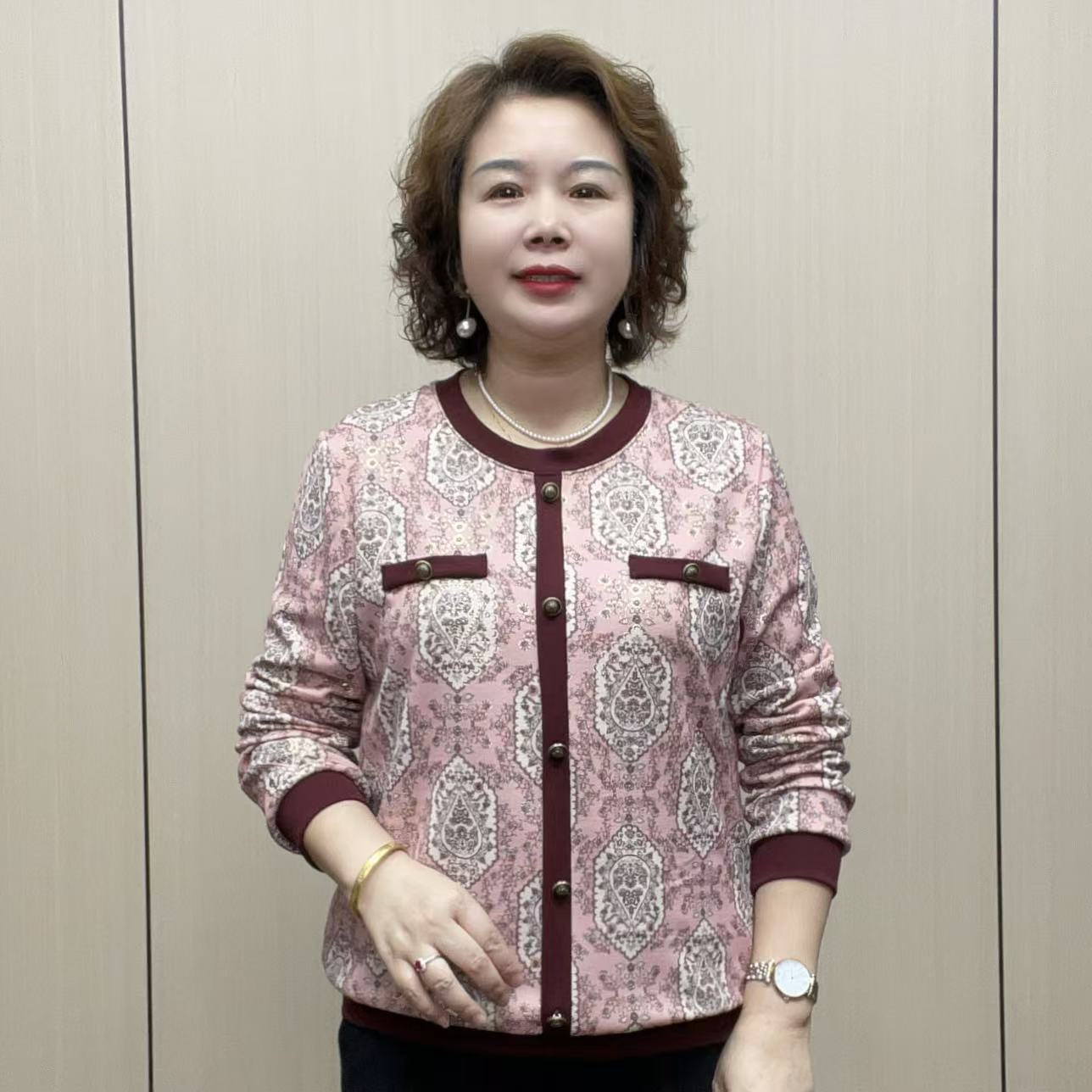 2025秋季时尚中老年长袖气质休闲百搭宽松弹力显瘦女装洋气妈妈装