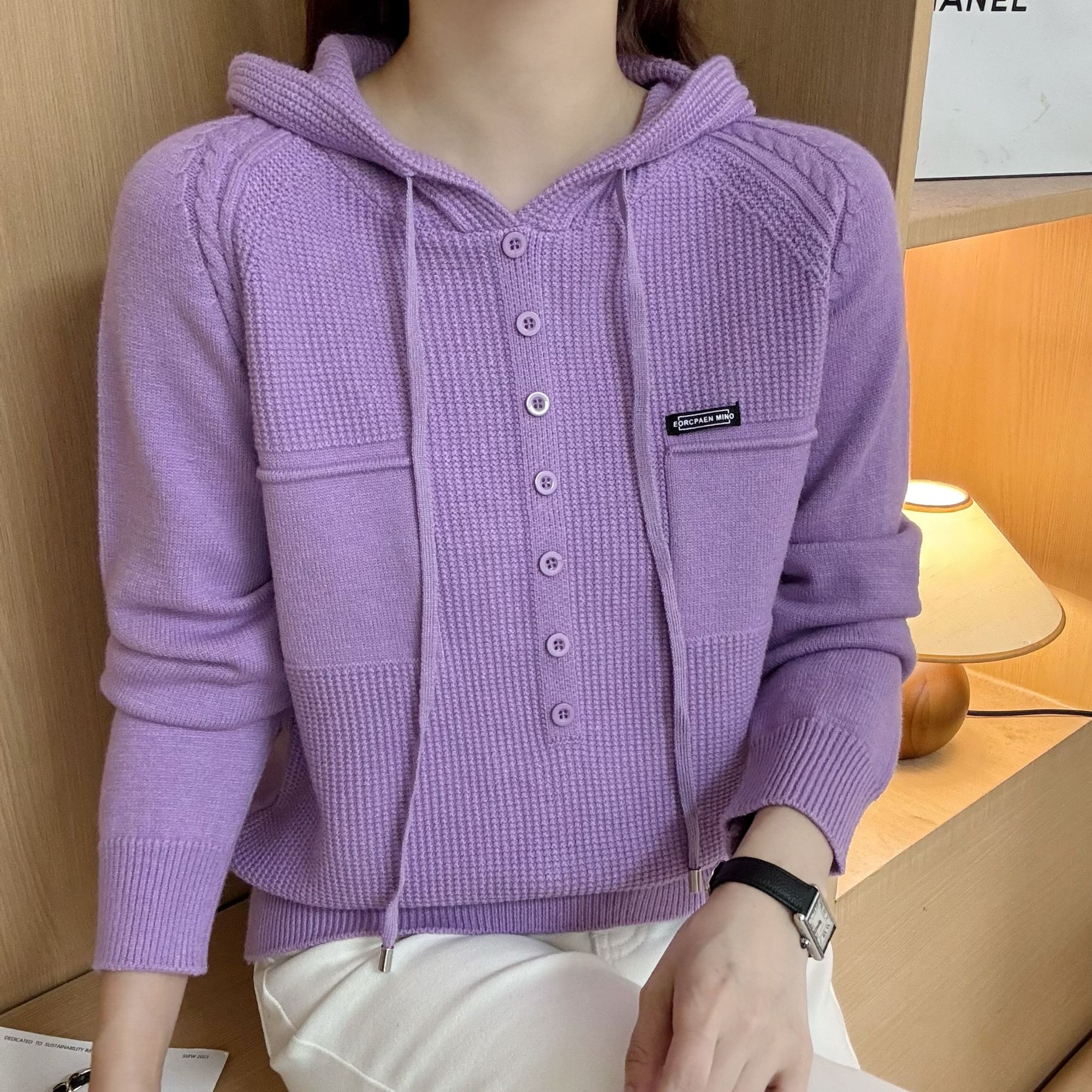 780#新款时尚针织衫连帽宽松打底衫女士洋气上衣5 50