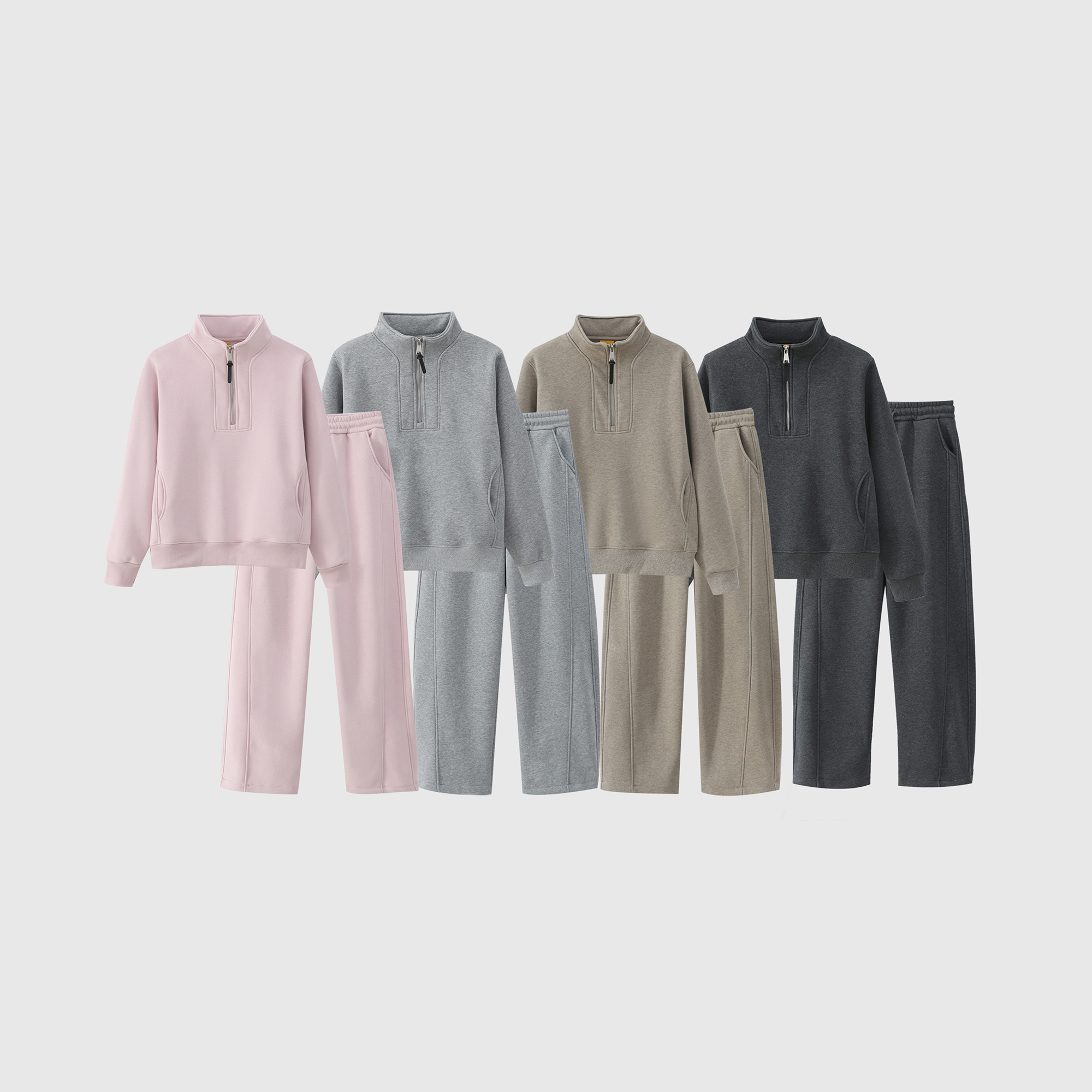 蔓迪欧尚2025冬季加绒新款半拉链立领套装时尚洋气百搭（1039）