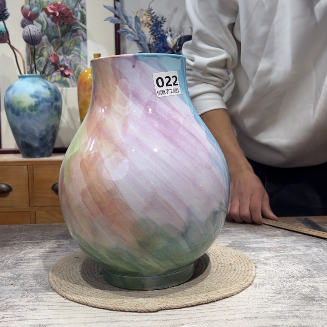 摆件陶瓷花瓶高31口12