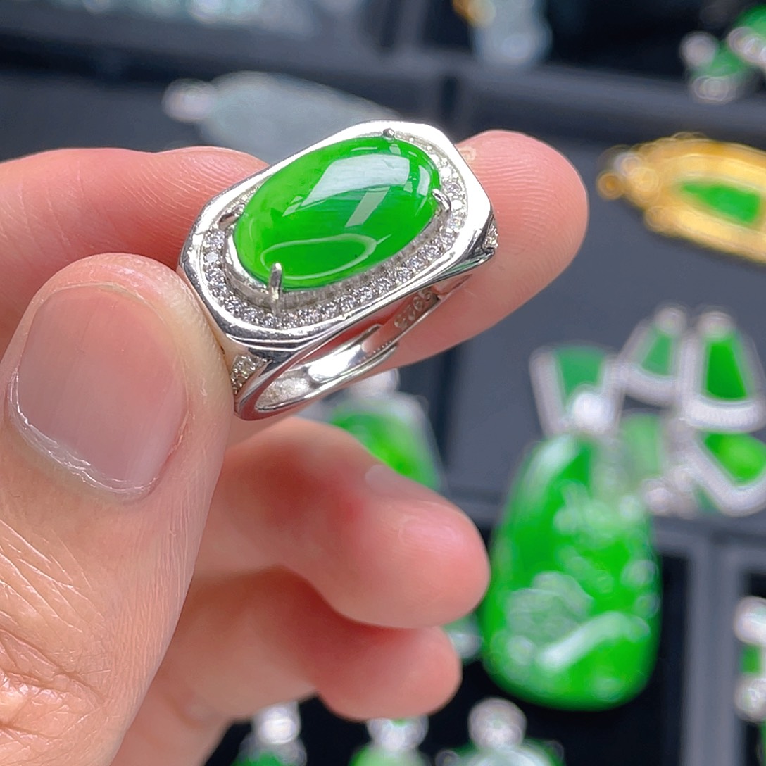 翡翠银S925镶嵌吊坠(不含链)