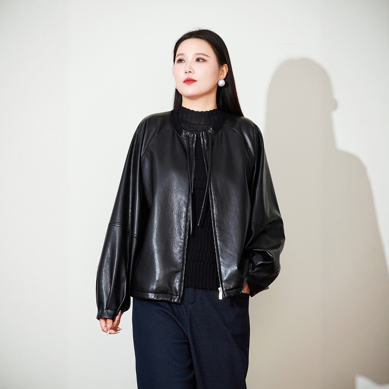 四月初九加大码女装胖MM2025秋chao赞腔调蛋白皮外套夹克 两色！