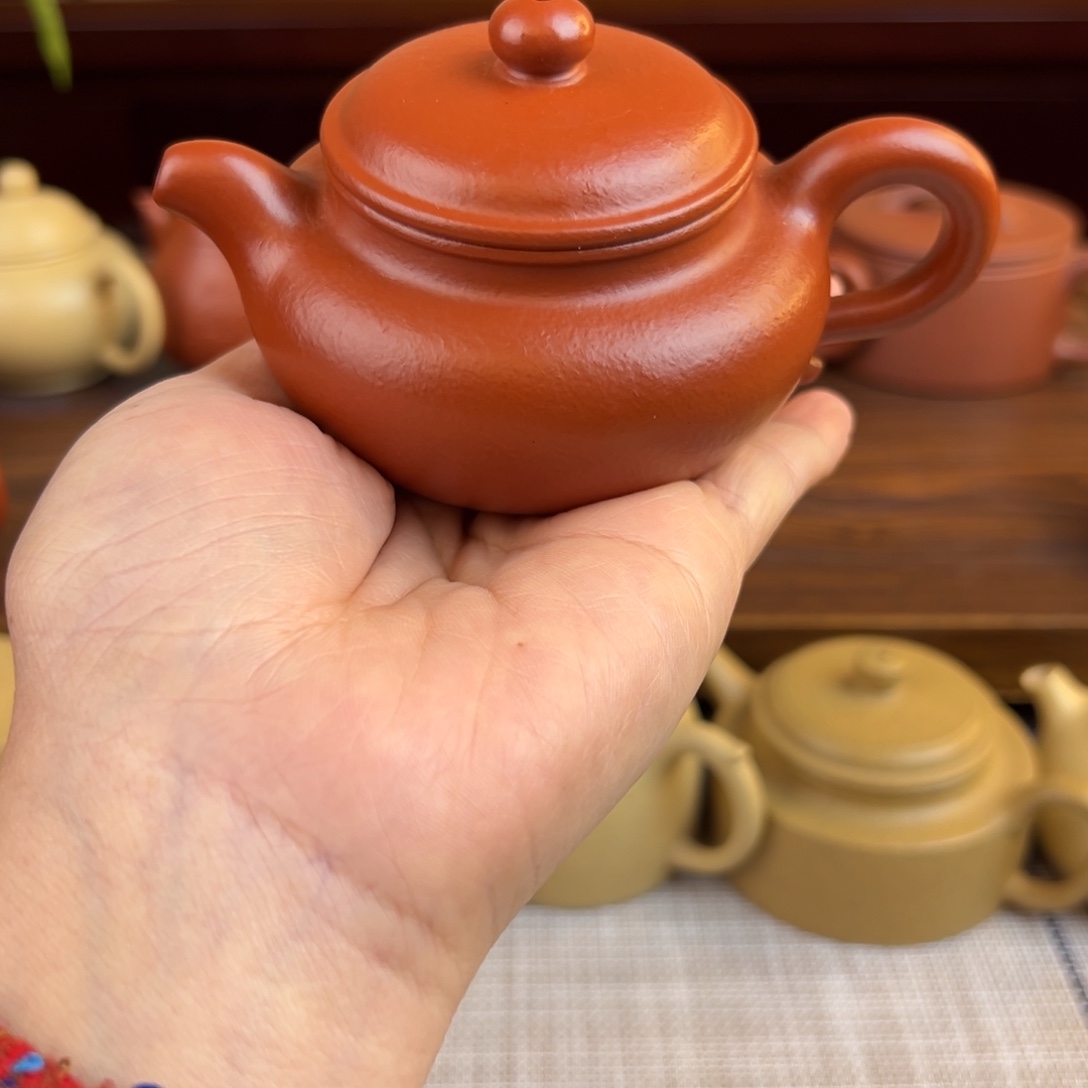 大***宝紫砂茶壶朱泥仿古全手120cc