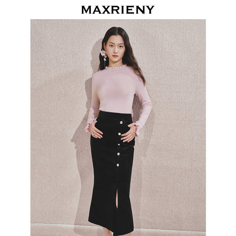 【陈大可专属】【商场同款】MAXRIENY套头针织衫女秋修身显瘦上衣