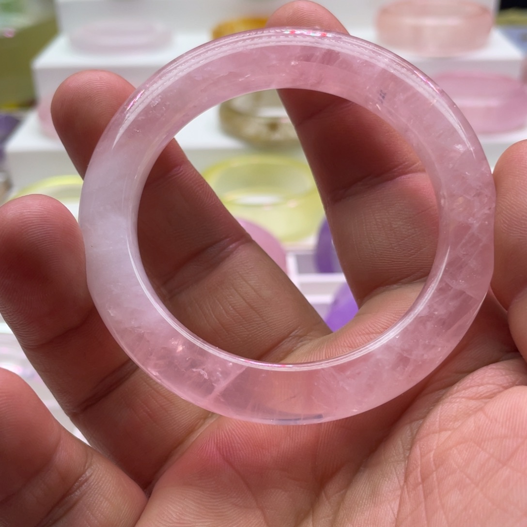 水晶手镯未镶嵌福利粉水晶55.6圈口