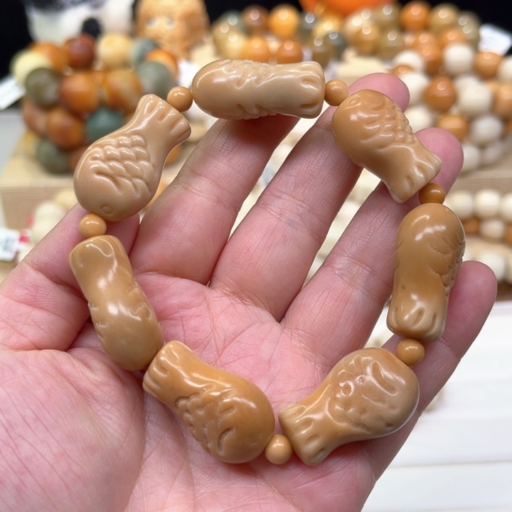 菩提根/象牙果手串1-24-62小鱼微瑕