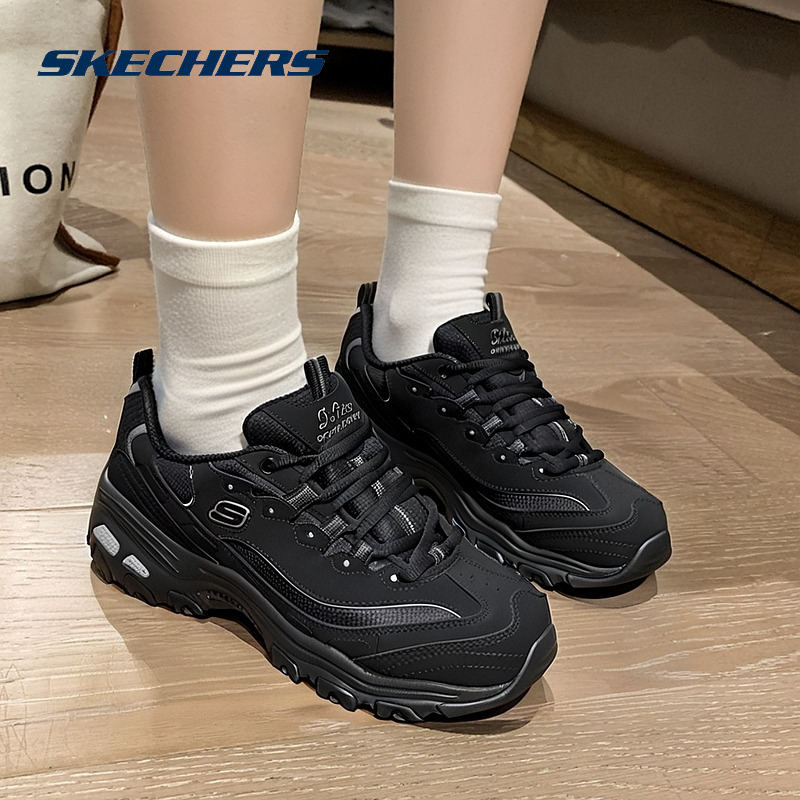 斯凯奇女鞋黑色熊猫鞋冬季新款时尚运动鞋厚底老爹鞋休闲鞋11930