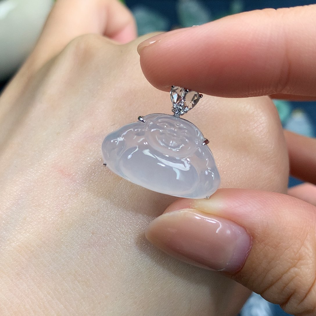 吊坠(不含链)18K金镶嵌翡翠