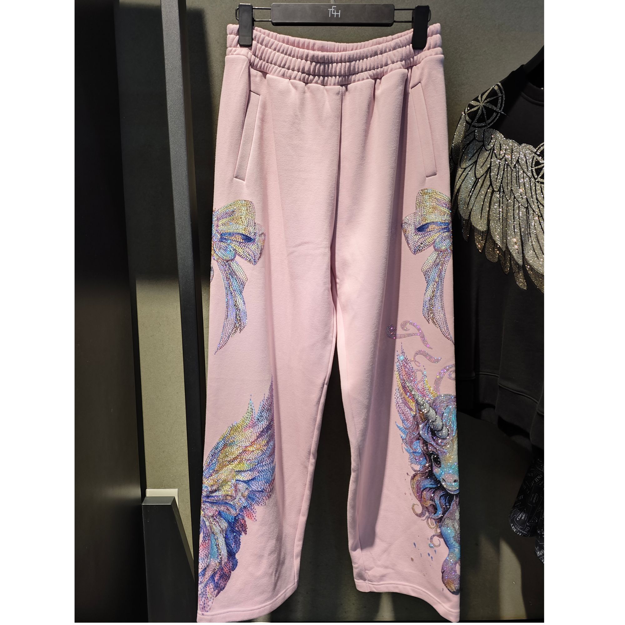 TCH轻奢烫钻工艺时尚潮流百搭直筒休闲裤T75C20E9018私服tch