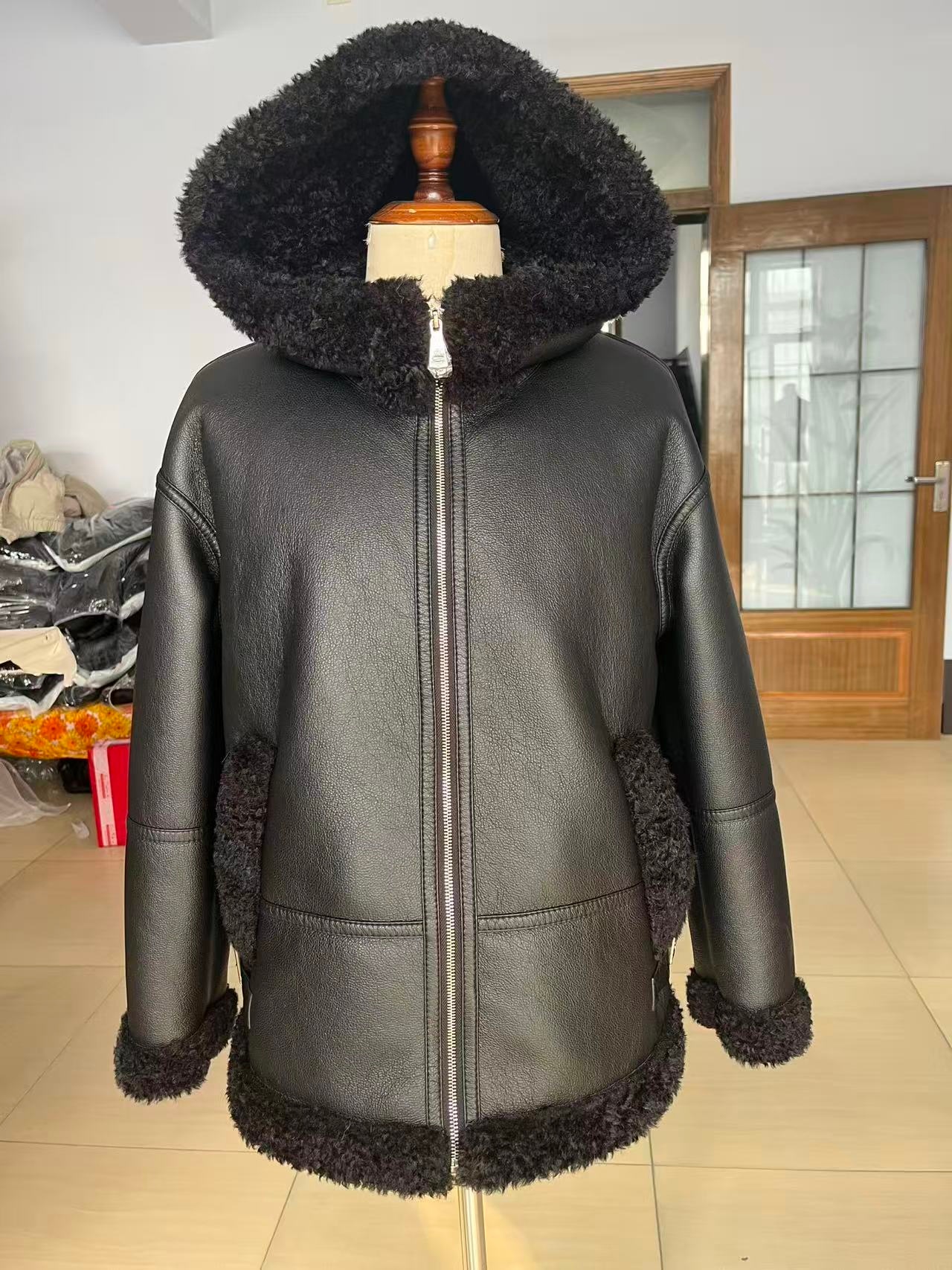 时尚保暖皮毛一体帽款