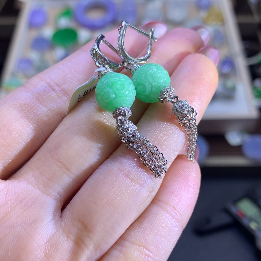 翡翠颈饰银S925镀金镶嵌翡翠吊坠