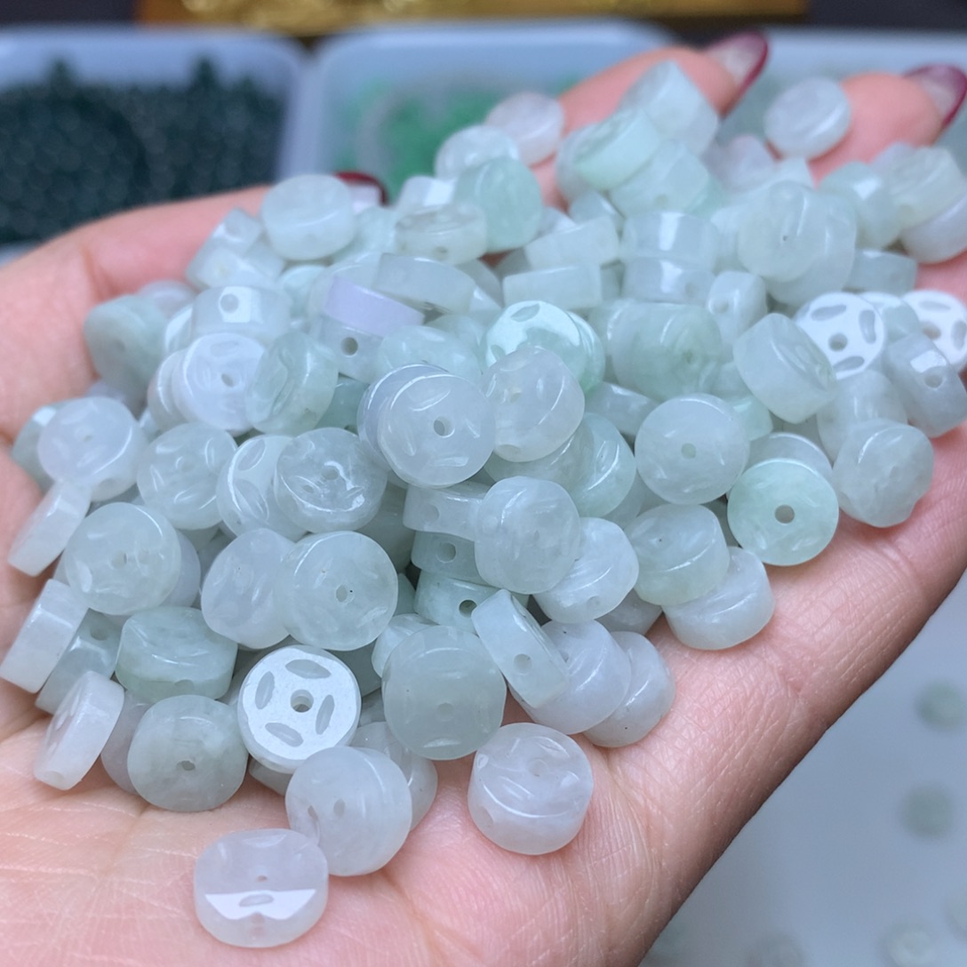 【闪购商品】翡翠手链未镶嵌卡8双面金钱扣50个