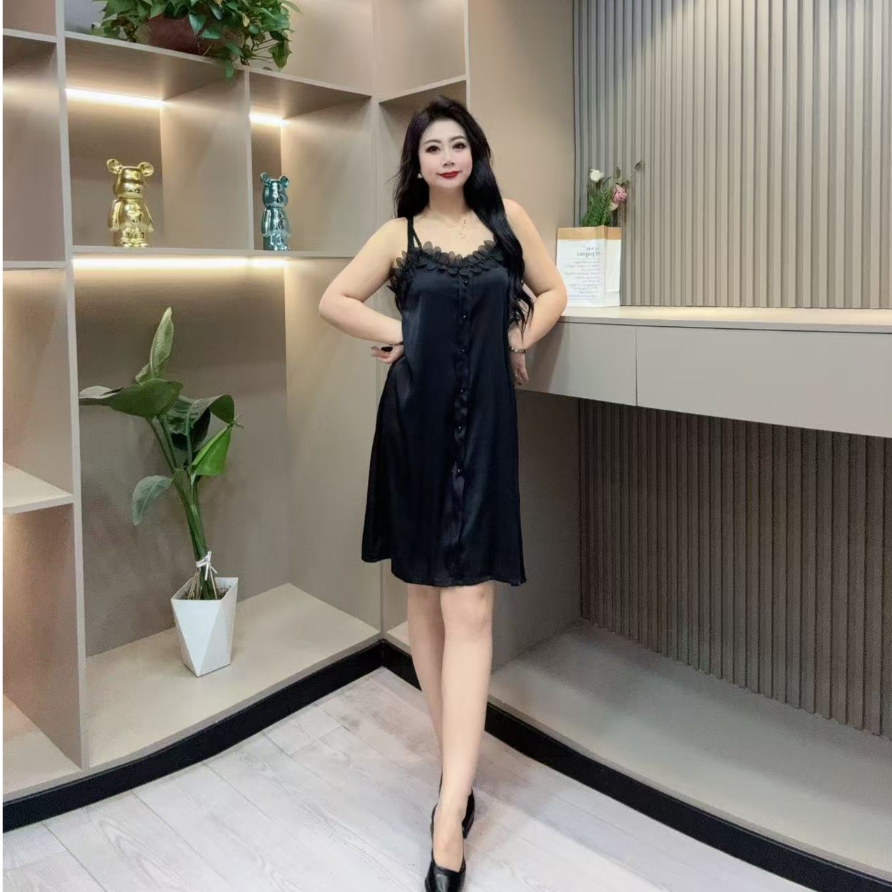 女士家居睡裙-三 8828气质女人味舒适蕾丝时尚款胖MM大码女装新款