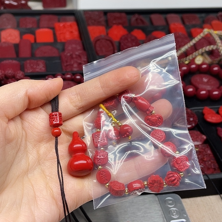 天然辰砂手链+葫芦吊坠