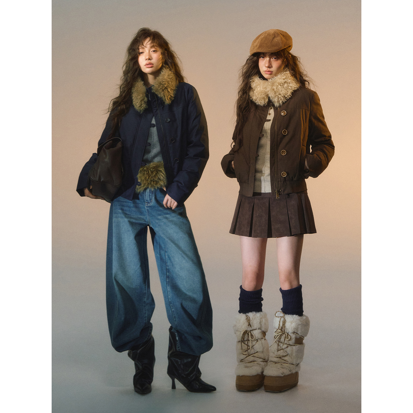 【王雪糕专属】SOMESOWE可拆卸毛领修身羽绒服