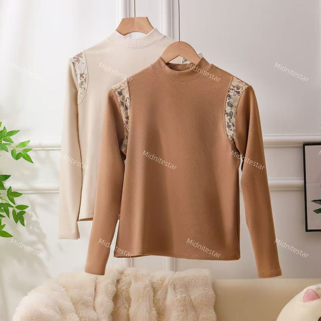 【清仓福利】时尚百搭拼接蕾丝亲肤磨毛时尚蕾丝打底6112