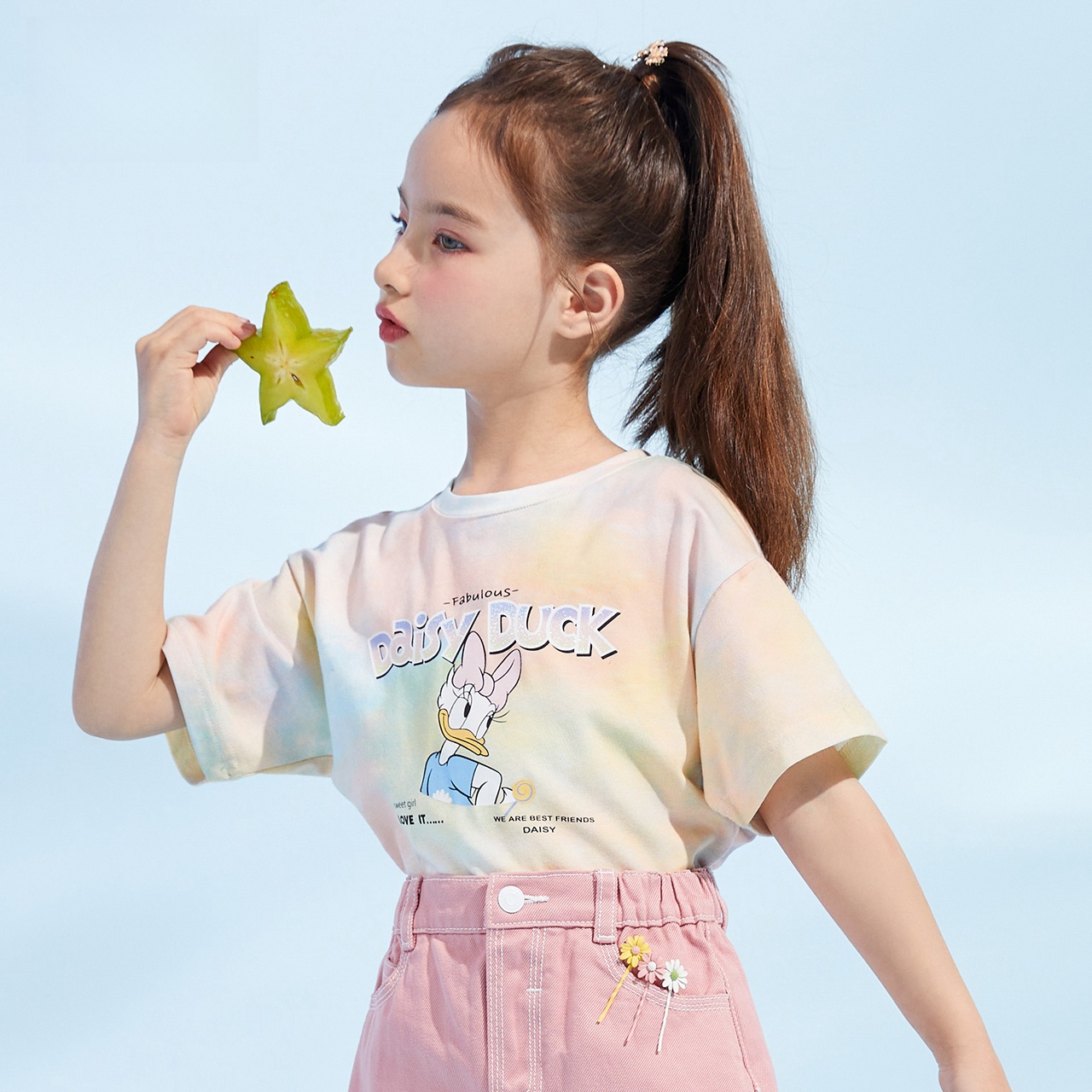 【清仓】110码DSN儿童女童夏季晕染扎染卡通印花可爱短袖T恤