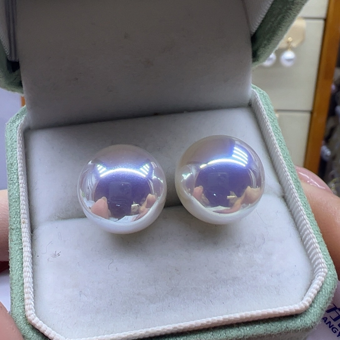 银S925镶嵌淡水珍珠耳饰