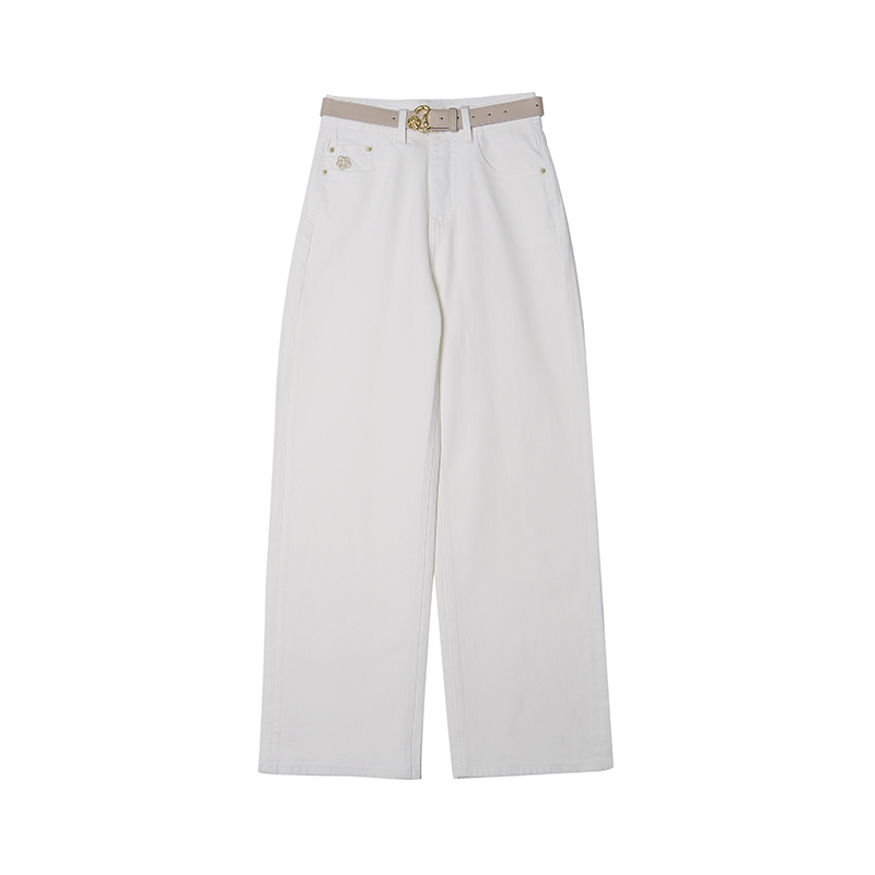 解锁不同时髦魅力山茶花刺绣中高腰直筒时尚牛仔裤CEA2036