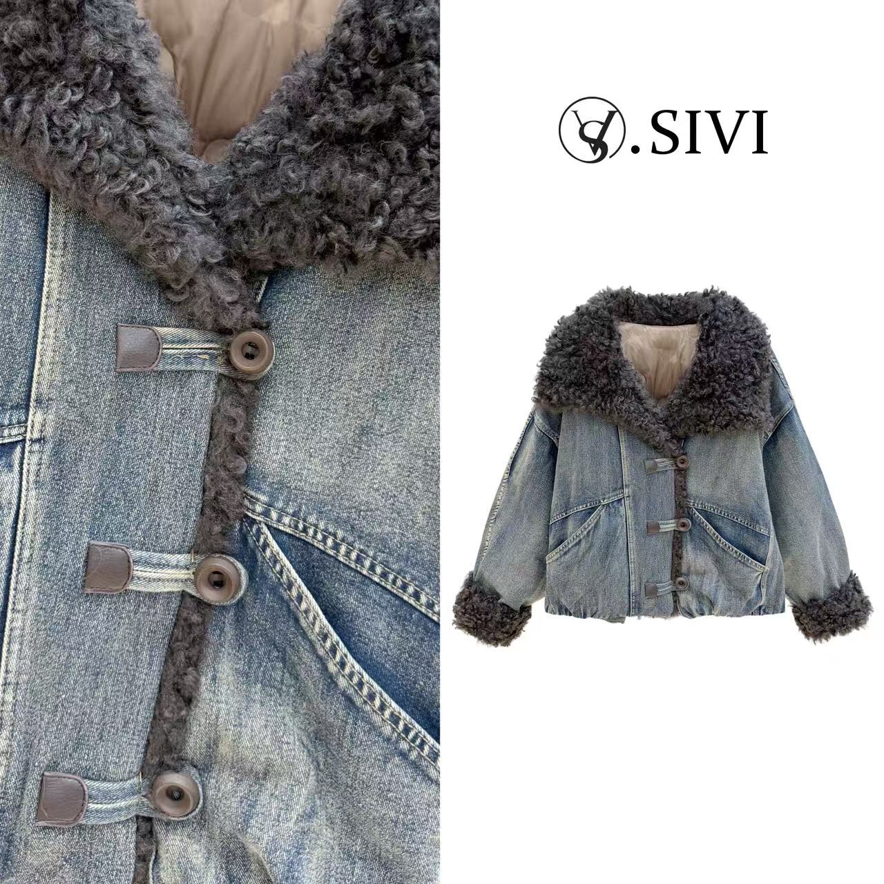 熙薇【潮人特辑】2025秋冬新款休闲百搭羽绒牛仔外套H5979