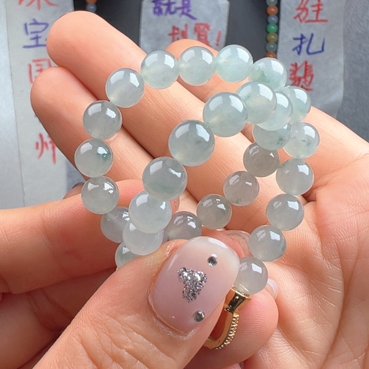 定制翡翠未镶嵌6.7mm种很老手链