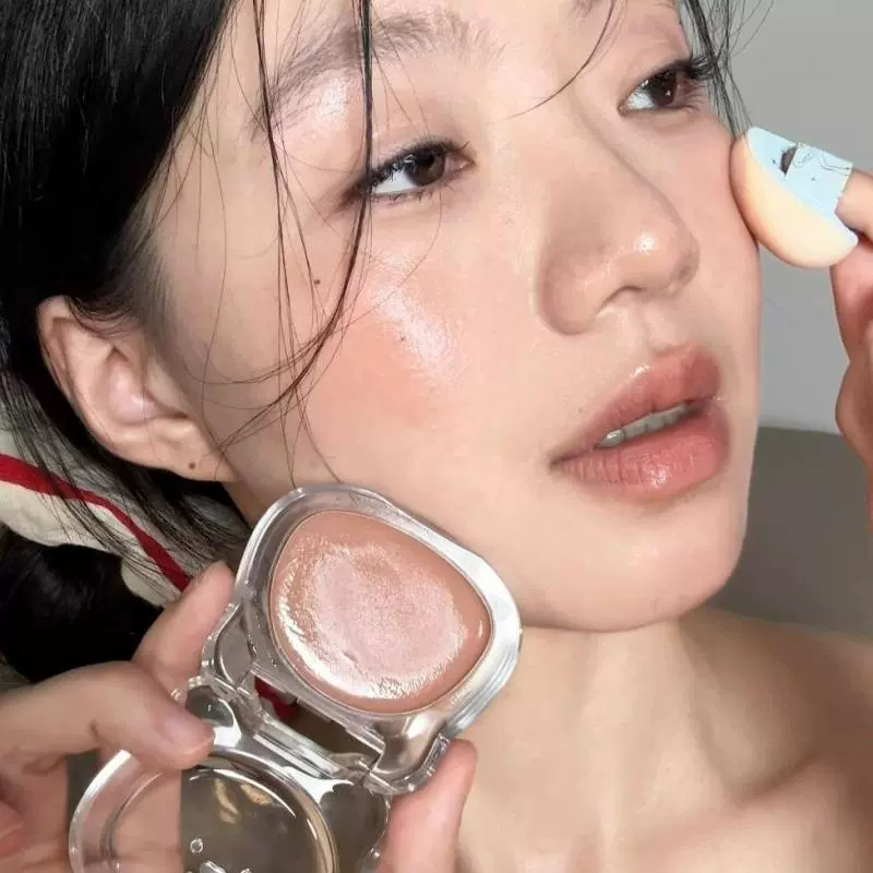 韩系水光多用腮红膏低饱和蜜桃粉色膨胀色纯欲伪素颜胭脂学生平价