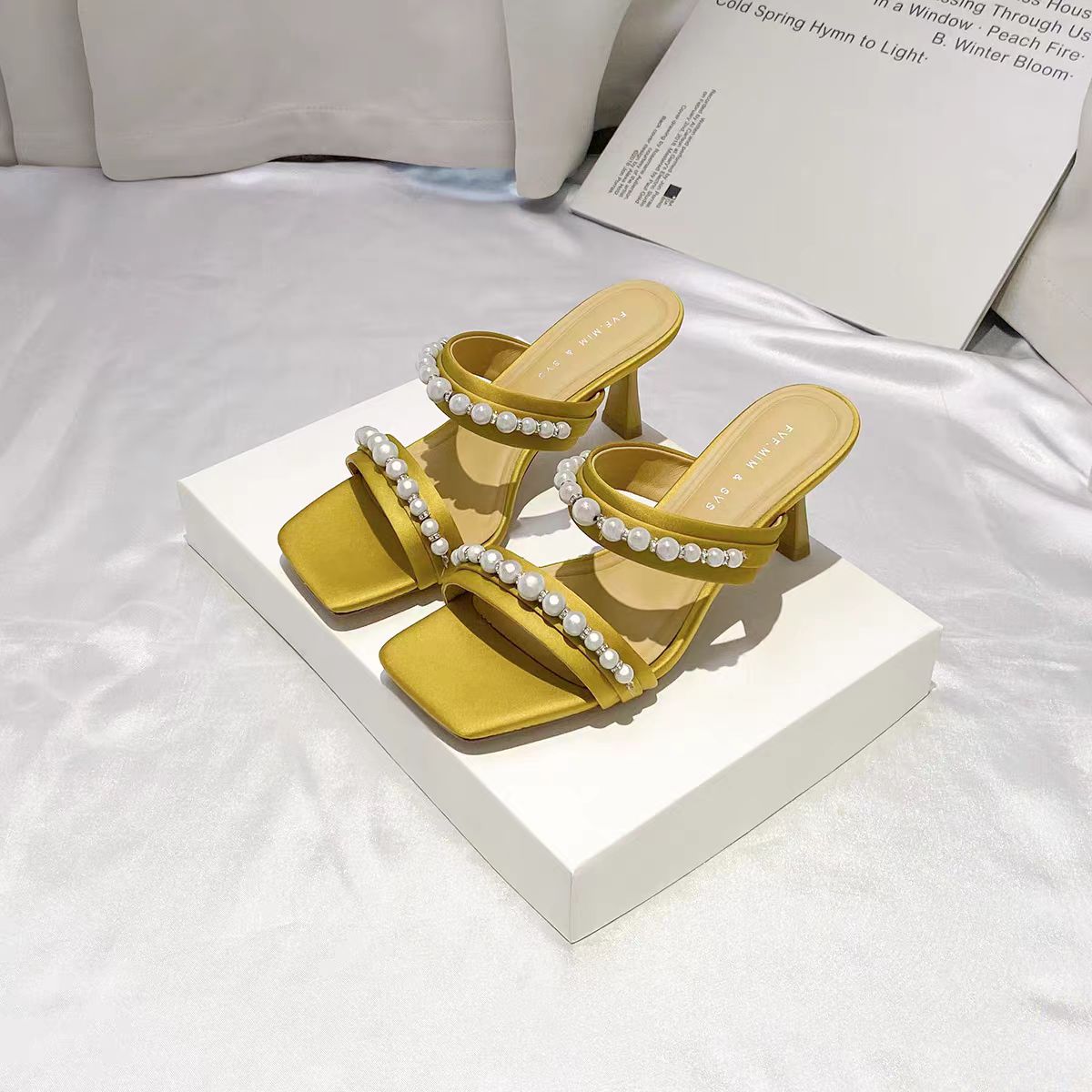 5070-8黄色细跟高跟鞋