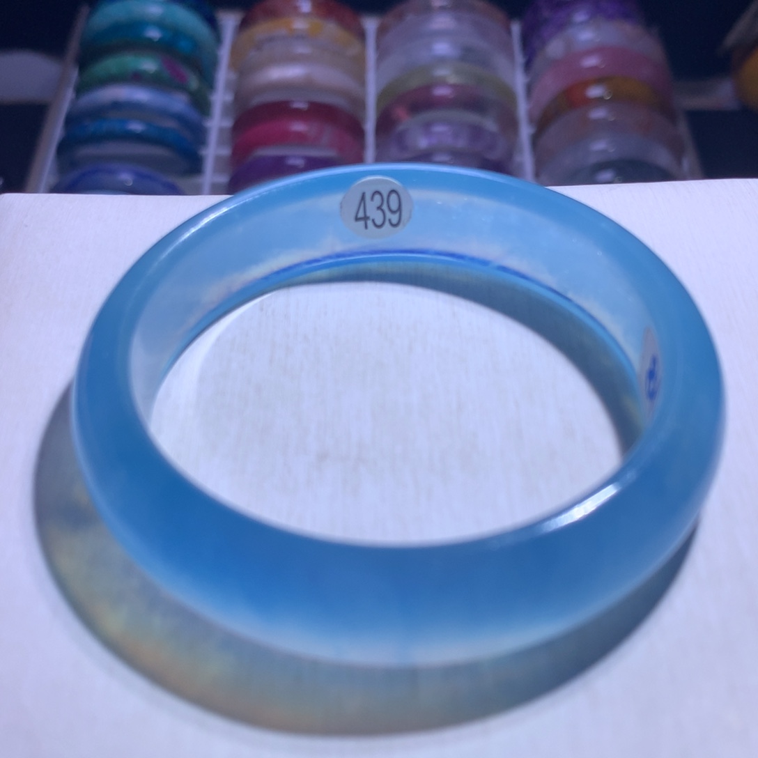 手镯水晶银S925镶嵌海蓝宝圣蓝60.4圈439