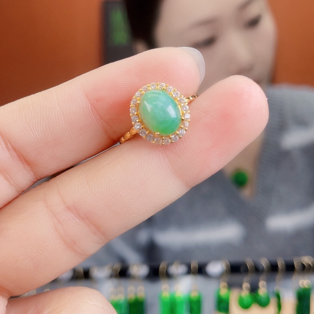 翡翠银S925镶嵌耳饰