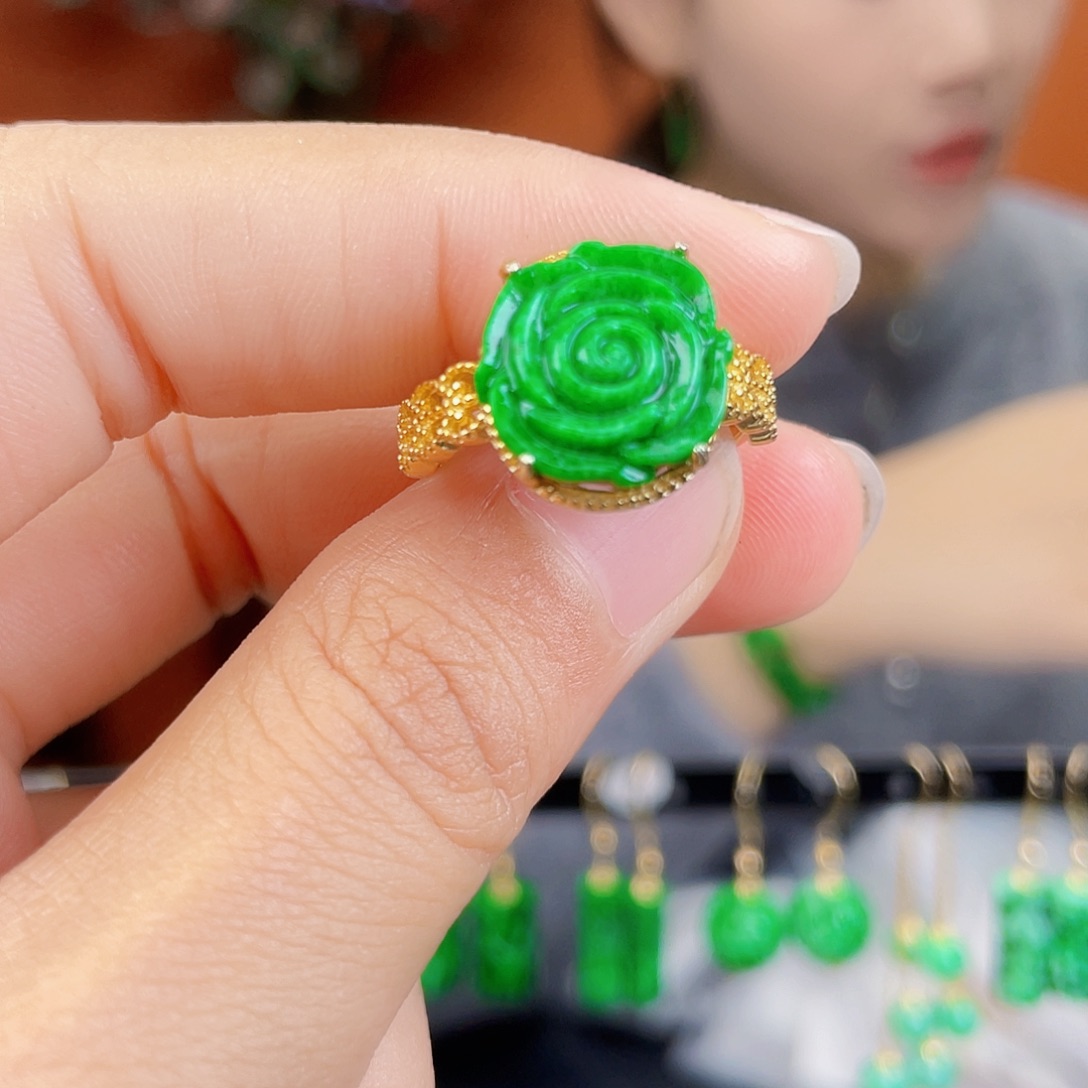 翡翠银S925镶嵌耳饰