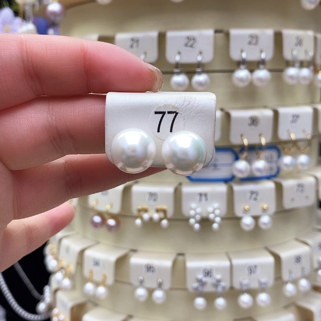 淡水珍珠耳饰银S925镶嵌