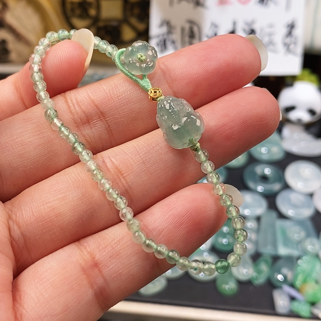 翡翠未镶嵌颈饰貔貅小花手链15
