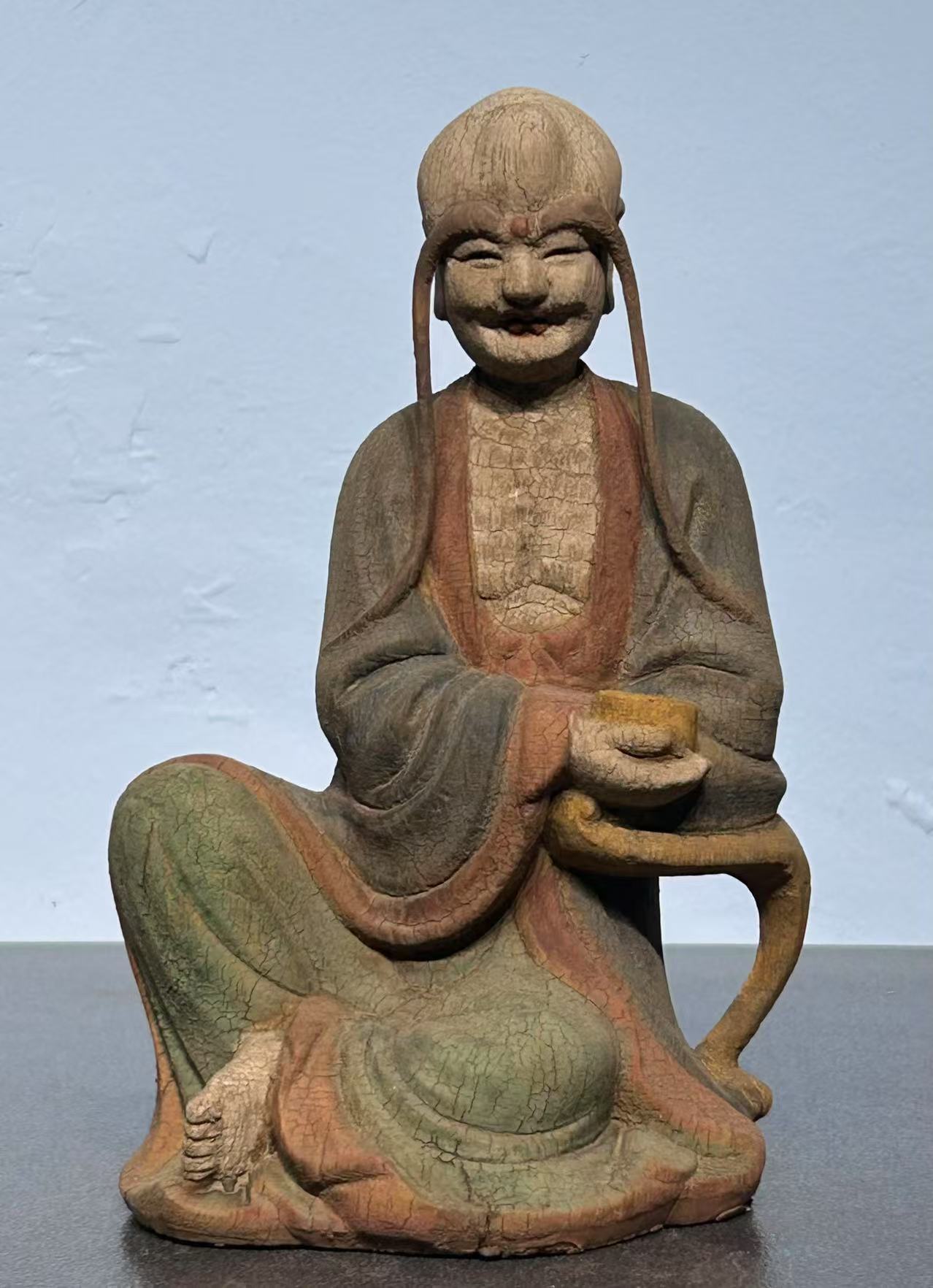 木雕罗汉摆件  皮壳沧桑完整